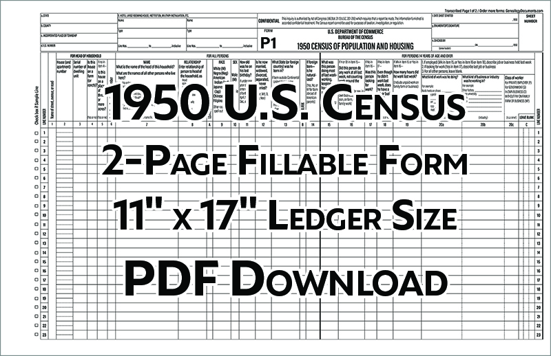 Printable Blank 1950 Census Form Printable World Holiday